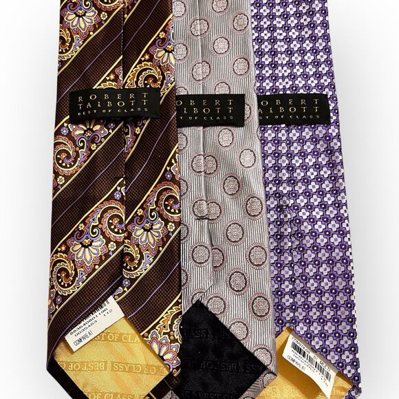 Lot 3 New Robert Talbott Best of Class Silk Neck Ties Paisley Medallion Silk USA